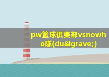 pw籃球俱樂部vsnowho隊(duì)